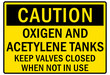 © Pog - Acetylene sign and labels oxygen and acetylene tanks, keep valves closed when not in use