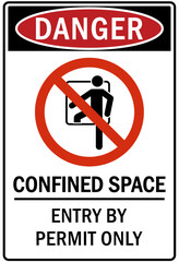 Wall Mural - Confined space sign and labels entry by permit only