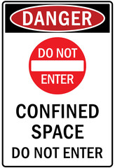 Wall Mural - Confined space sign and labels do not enter