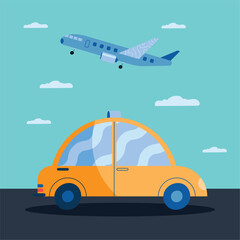 Poster - airplane flying and taxi