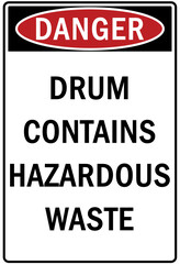 Wall Mural - Hazard storage sign and labels drum contains hazardous waste