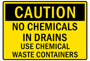 Wall Mural - Non chemical storage sign and labels no chemicals in drains use chemical waste container