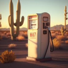  Pumps, Gasoline, Iron, Fuel Station, Sand, Desert, 70s, Stone, Abusts, Late, Rubber, Dust, Steel.