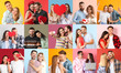 © Pixel-Shot - Set of happy loving couple on color background