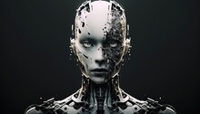 Futuristic AI Android In Cinematic Lighting, Photoreal, Realism, Porcelan Skin Created With Generative Ai Technology