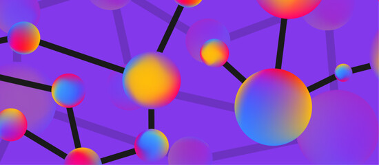 Poster - Line points connections geometric landing page background. Fluid circles and spheres with liquid gradients. Vector Illustration For Wallpaper, Banner, Background, Card, Book Illustration, landing page