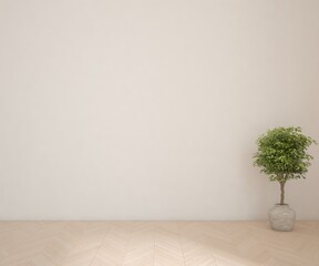 White empty room. Scandinavian interior design. 3D illustration