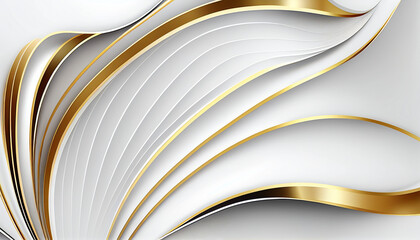 Sticker - 3d white background with shiny golden lines. Generative AI.