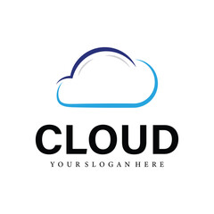 Fototapete - cloud blue simple internet technology logo icon vector template