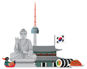 Wall Mural - South Korea famous landmark element