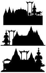 Sticker - Thailand tourist attraction landmark with silhouette