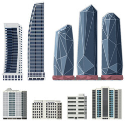 Poster - Different buildings set on white background