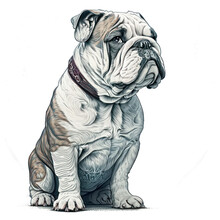 Bulldog Illustration In Doodle Style