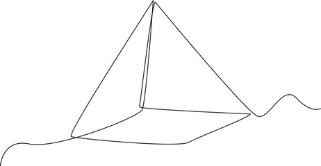 Continuous one line drawing square pyramid. Geometric shape concept. Single line draw design vector graphic illustration.