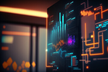  Colorful and illuminate information on the monitor, Generative Ai