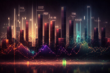 Canvas Print - Stock market Business city technical financial graph on technology abstract background