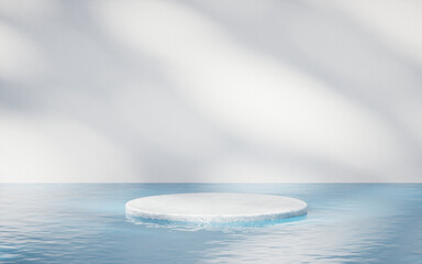 Poster - Rough stone stage with water surface, 3d rendering.
