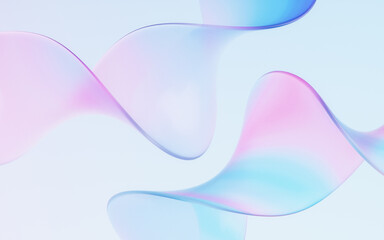 Poster - Flowing wave transparent glass cloth, 3d rendering.