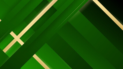 Geometric dark green abstract background. Random shapes with lines stripe and light composition. Modern design.