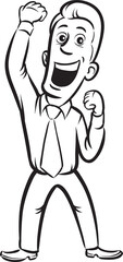 Wall Mural - whiteboard drawing businessman cheering - PNG image with transparent background
