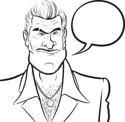 Sticker - whiteboard drawing cartoon mafia man with speech bubble - PNG image with transparent background