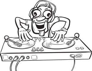 Canvas Print - whiteboard drawing cartoon party DJ - PNG image with transparent background