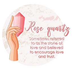 Wall Mural - Rose quartz stone with text