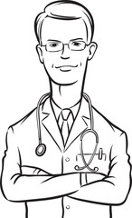 Wall Mural - whiteboard drawing doctor arms crossed - PNG image with transparent background