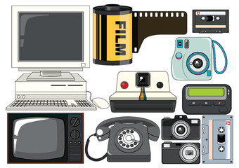 Wall Mural - Retro objects and electronic devices