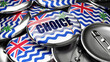 © GoodIdeas - Choice in British Indian Ocean Territory - colorful handmade electoral campaign buttons for promotion of choice in British Indian Ocean Territory.,3d illustration