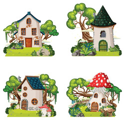 Wall Mural - Set of fairy tale house isolated