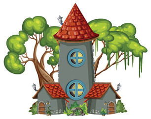 Wall Mural - Fairytale tower decorated with tree