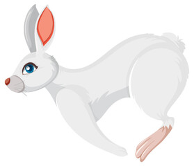 Wall Mural - White rabbit jumping isolated