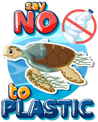 Wall Mural - Say no plastic logo banner design