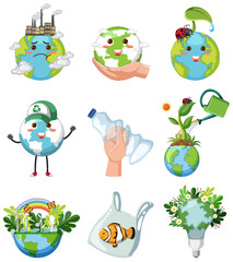 Wall Mural - Save the earth elements set