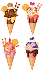 Wall Mural - Colorful delicious desserts set