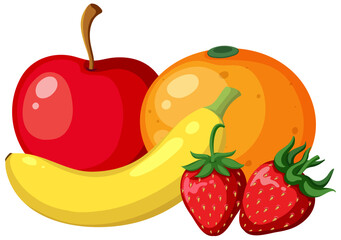 Wall Mural - Group of fruits on white background