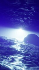 Wall Mural - vertical video animation - Sci-fi landscape digital  background. Magician walking on land with colorful moon