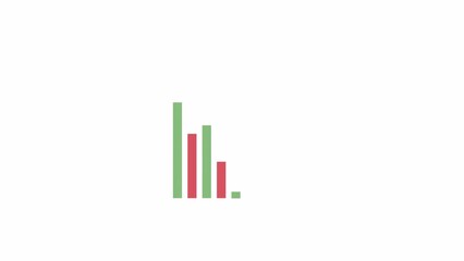 Poster - Animated vertical bar charts. Stock market. Data visualization. Flat cartoon style element 4K video footage. Color illustration on white background with alpha channel transparency for animation