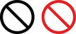 forbidden sign not allowed in red and black . ban icon symbol . stop entry sign . slash icon . prohibited mark