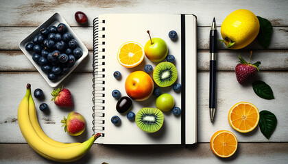 Wall Mural - fruits with place for writing. Generative AI