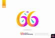 Number 66 logo icon design, 66th birthday logo number, 66th anniversary.