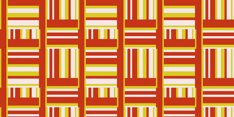 Poster - Orange-yellow geometric tile, alternating. Vector print seamless, for design and pattern making.