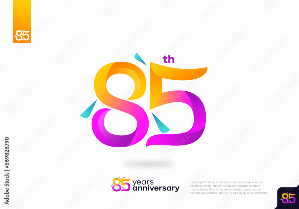 Number 85 logo icon design, 85th birthday logo number, 85th anniversary.