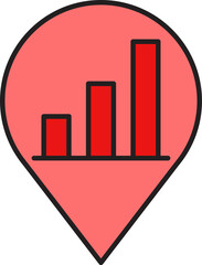 map pin and bar chart icon