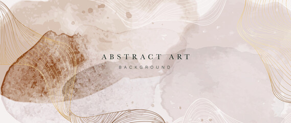 luxury abstract line art background vector. wallpaper design with elegant gold wave line art pattern