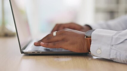 Canvas Print - Hacker, cyber security or black man hands on laptop for programming, coding or UX web designer software. Zoom, typing or programmer on tech for planning analytics, data analysis or strategy at work