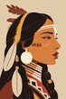 © Vibrands Studio - Native american indian woman with feathers in profile, vector illustration
