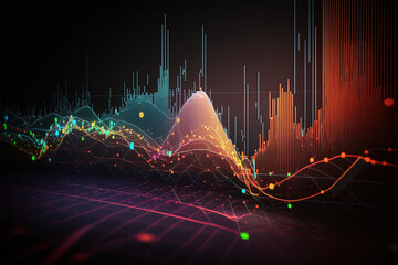 Generative AI, stock market chart lines, financial graph on technology abstract background represent financial crisis, financial meltdown. Technology concept, trading market concept.	
