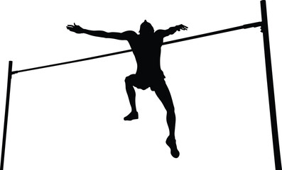 Wall Mural - high jump male athlete black silhouette